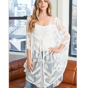 Bohemian Leaf Embroidered Kimono